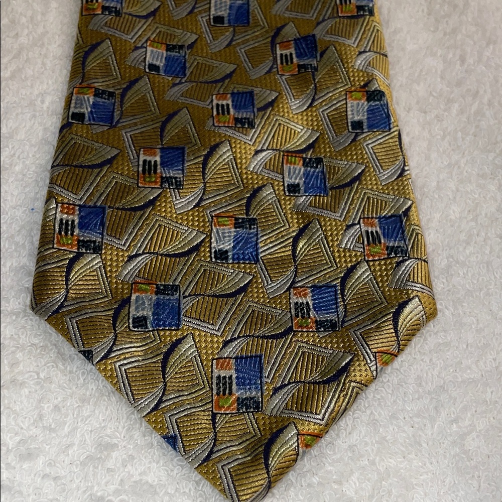 Robert Talbott Seven Fold Tie - Gently used Gold and Blue Patterned Men's Tie